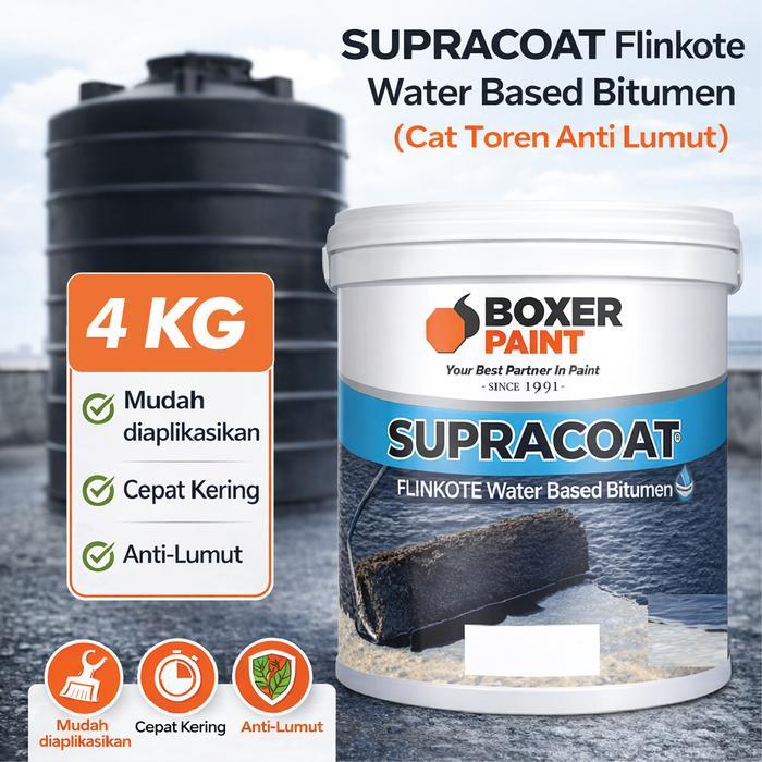(4 KG) Cat Tangki Toren Air Anti Lumut SUPRACOAT Flinkote Water Based Bitumen