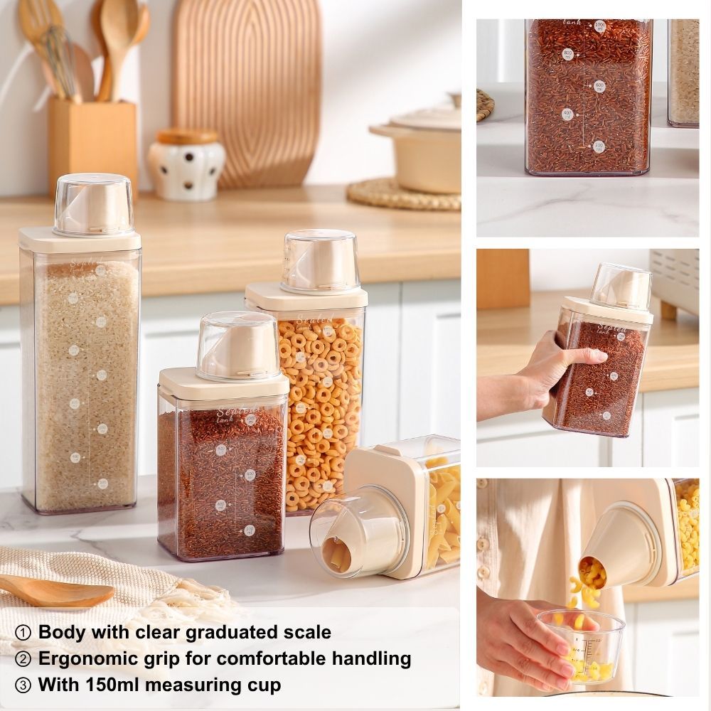 Sealed Container for Rice Grain Flour Coffee, Airtight Food Dispener, Plastic Storage Container