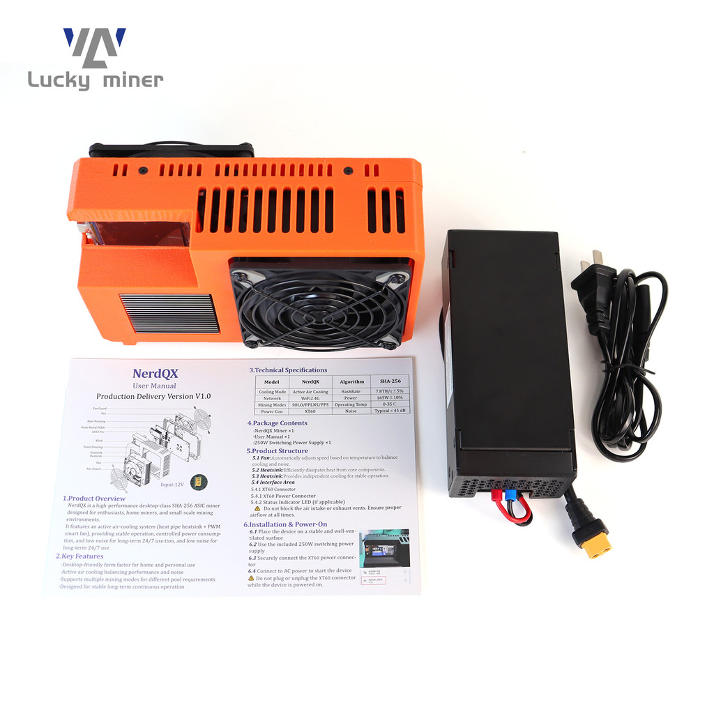 NerdQX 8TH/s ASIC Bitcoin Miner BM1370 Open Source Solo Mining Rig Low Noise 180W Home BTC Mining