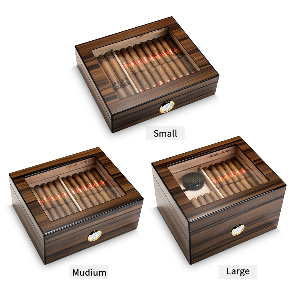 Spanish Cedar Cigar Humidor Cigar Box with Hygrometer with Shelves for Storage of Cigars with