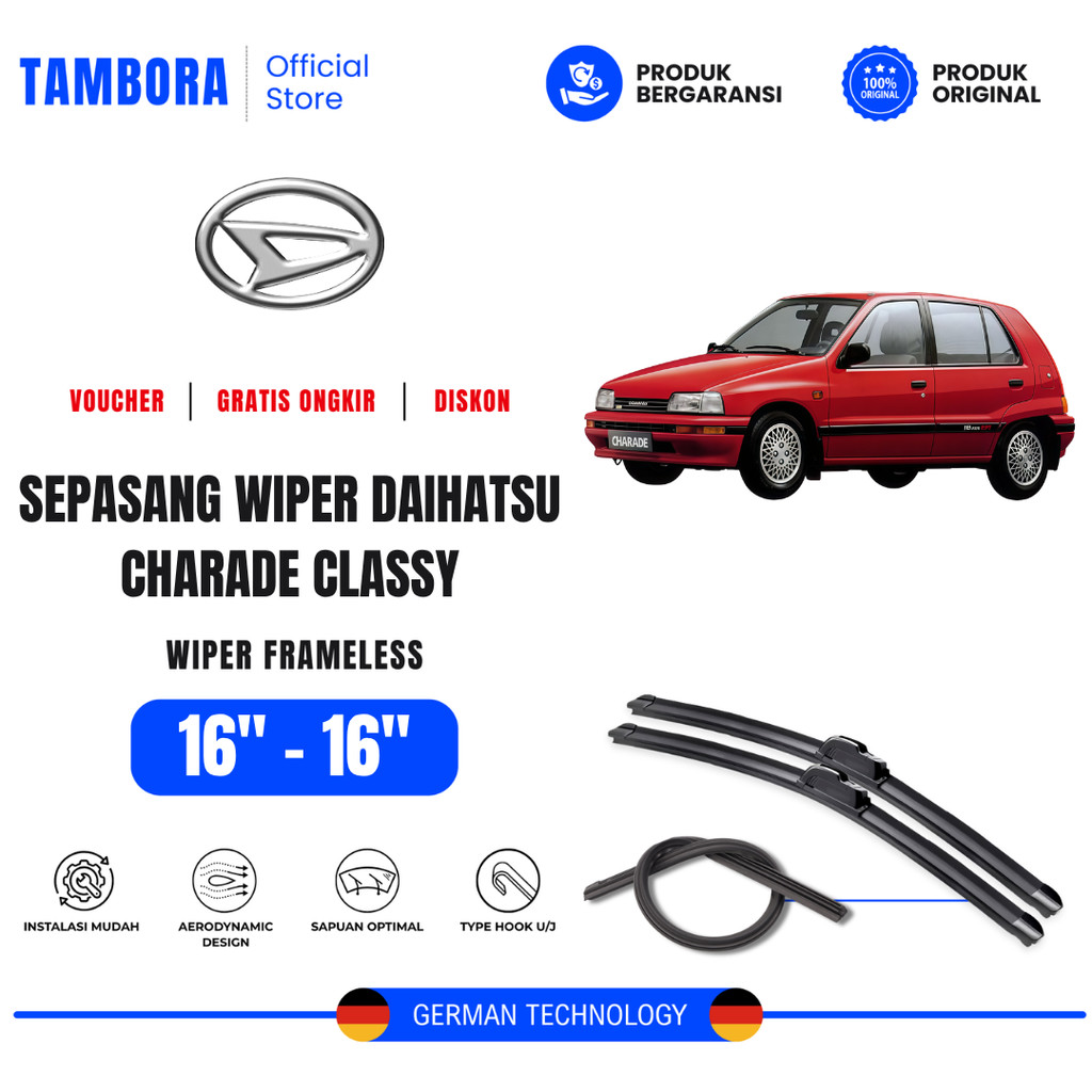 Wiper Daihatsu Charade Classy Frameless Kaca Depan Mobil