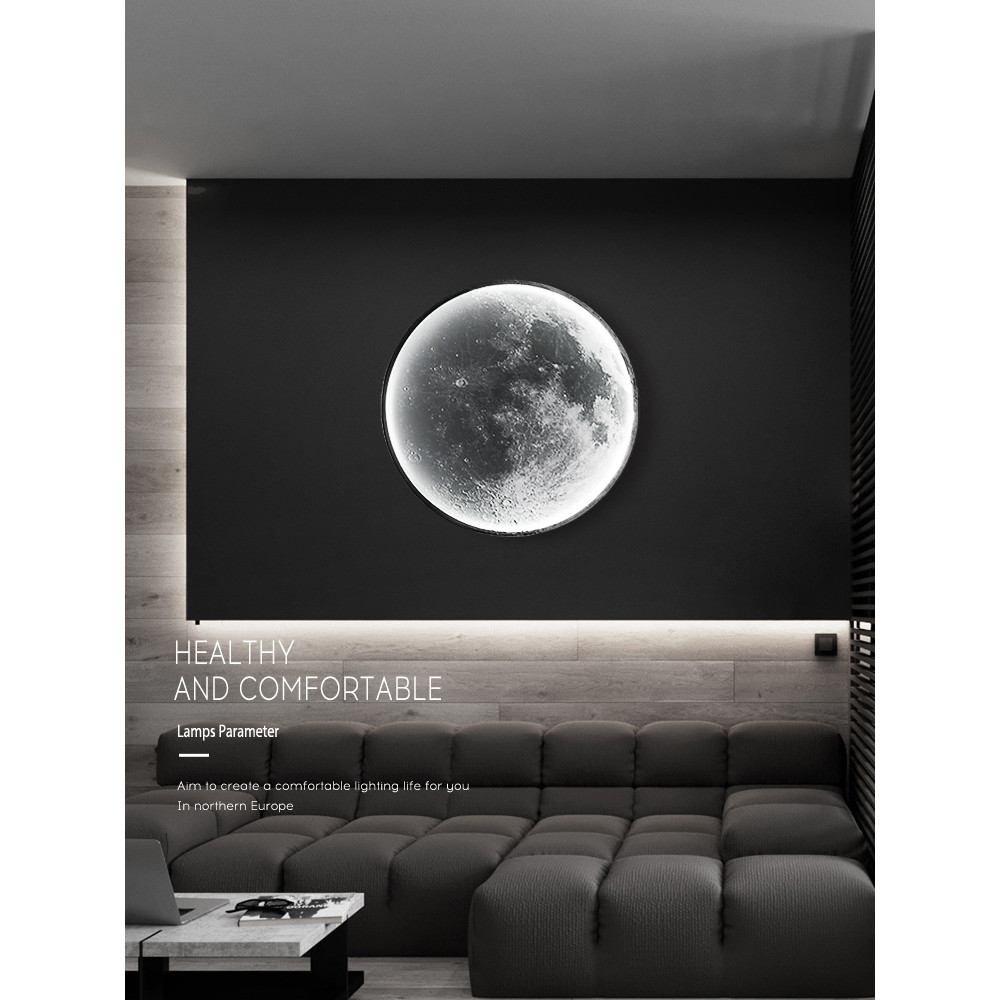 Moon Wall Lamp Living Room Background Wall Modern Simple Wall Painting Lamp Art Decoration Designer