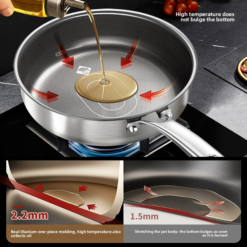 Titanium Fying Pan Non-Stick Customized Uncoated Titanium Cooking Pan Household Cookwares for Gas