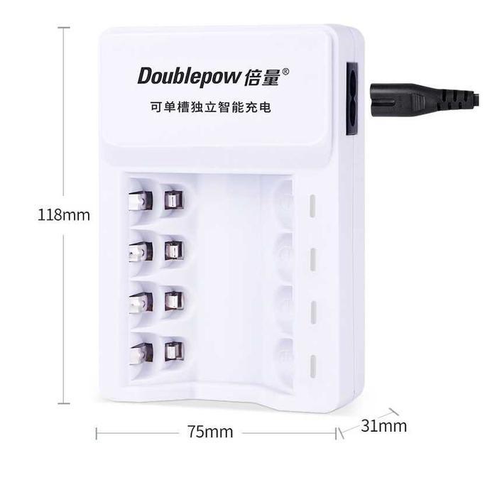 Ready Stok DOUBLEPOW Charger Baterai 4 slot AA/AAA + 4 PCS AA 3000mAh