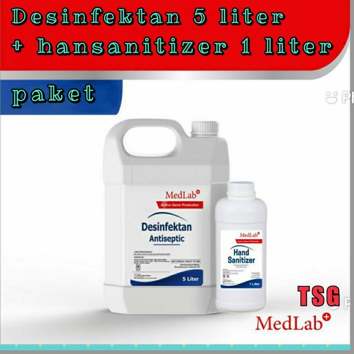 PAKET DESINFEKTAN 5 LITER + HANDSANITIZER 1LITER MEDLAB