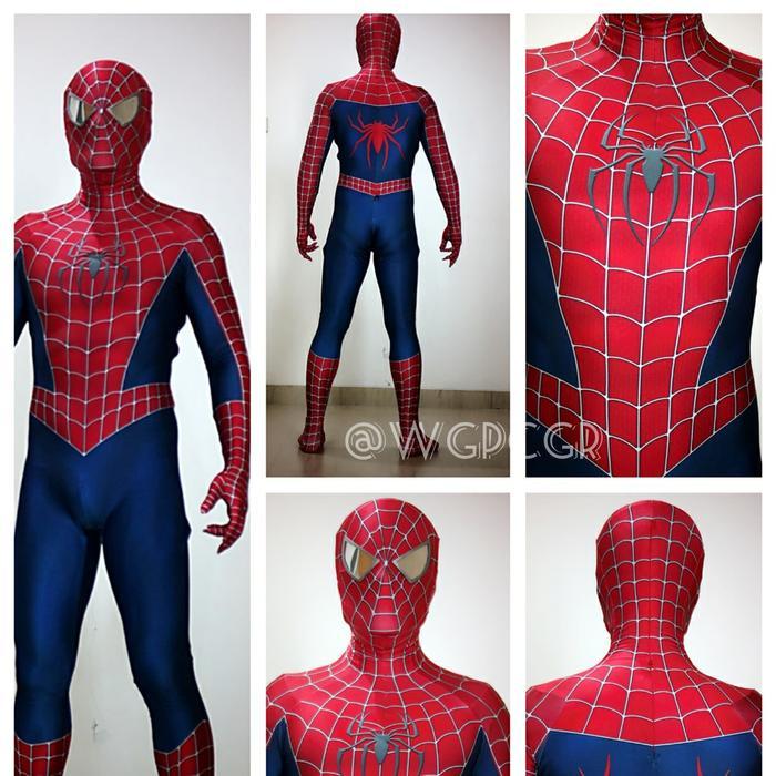 Kostum Suit Spiderman Raimi Tobey Maguire Webbed 2002 Terbaru 