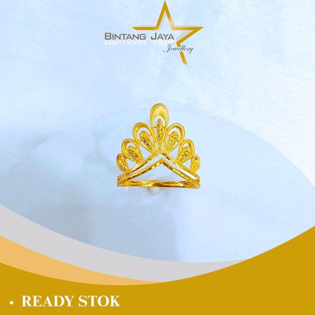 Cincin Emas Mahkota Ukir Doft Kuning - Kadar 16K - Berat 1,72gr - Size 14 - Emas Asli - Jadilah ratu