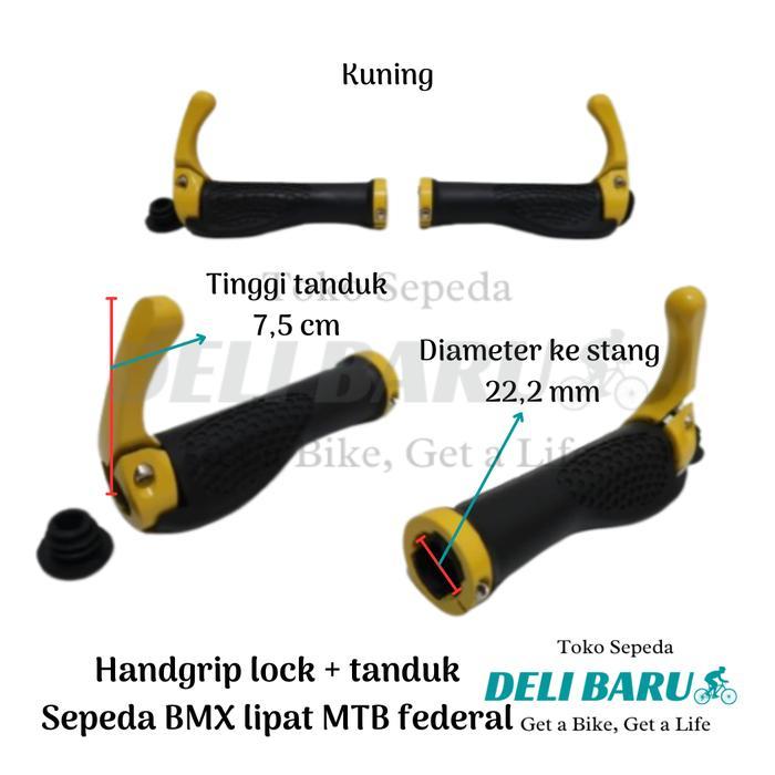Hand Grip + Tanduk Sarung Stang Lock Hamfat Hanpad Sepeda Bmx Mtb Federal Lipat Mini Fixie Minion