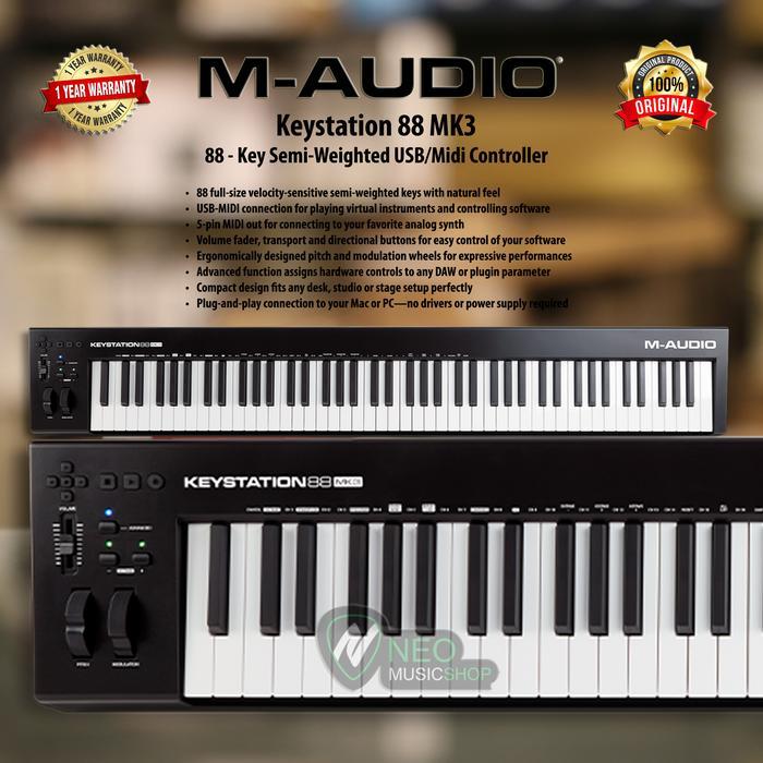 M AUDIO Keystation 88 MK3 88 - Key Semi-Weighted USB/Midi Controller