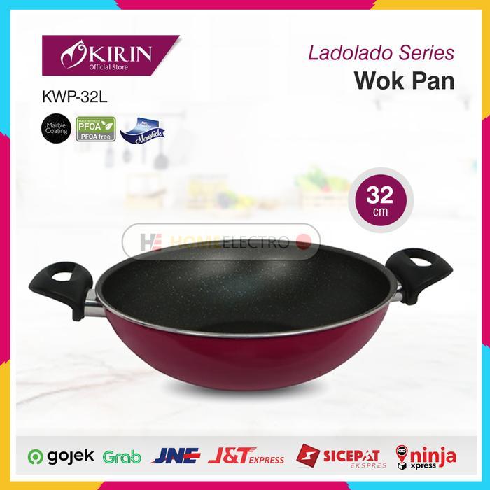 Kirin Wajan Penggorengan Teflon Marble Wok Lado Lado 32 cm Teflon