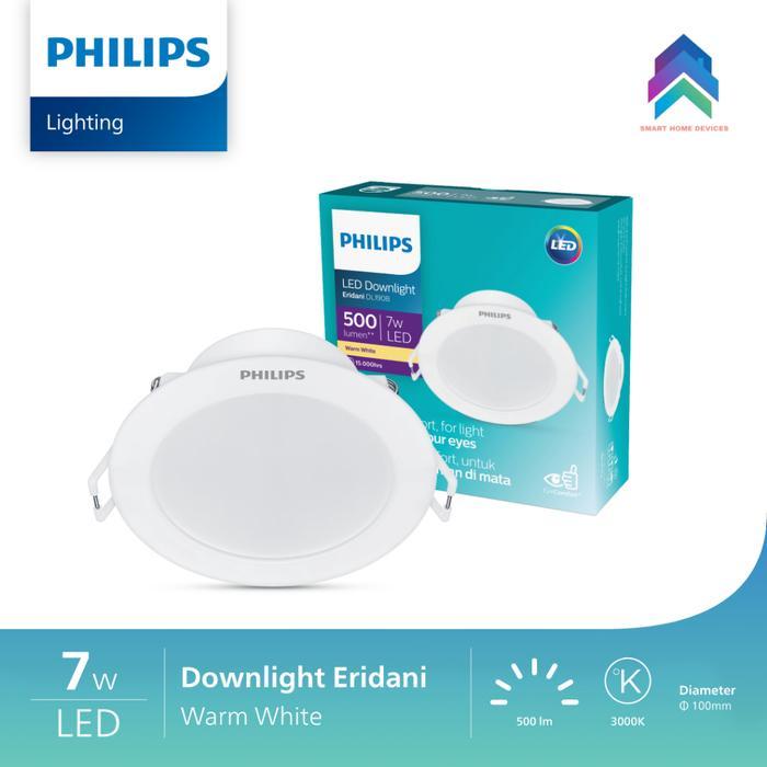 "New" Lampu LED Downlight PHILIPS Eridani Kuning Warm White 3000K 3 4 5 6 8 Inch 3.5 7 10 14 23 Watt