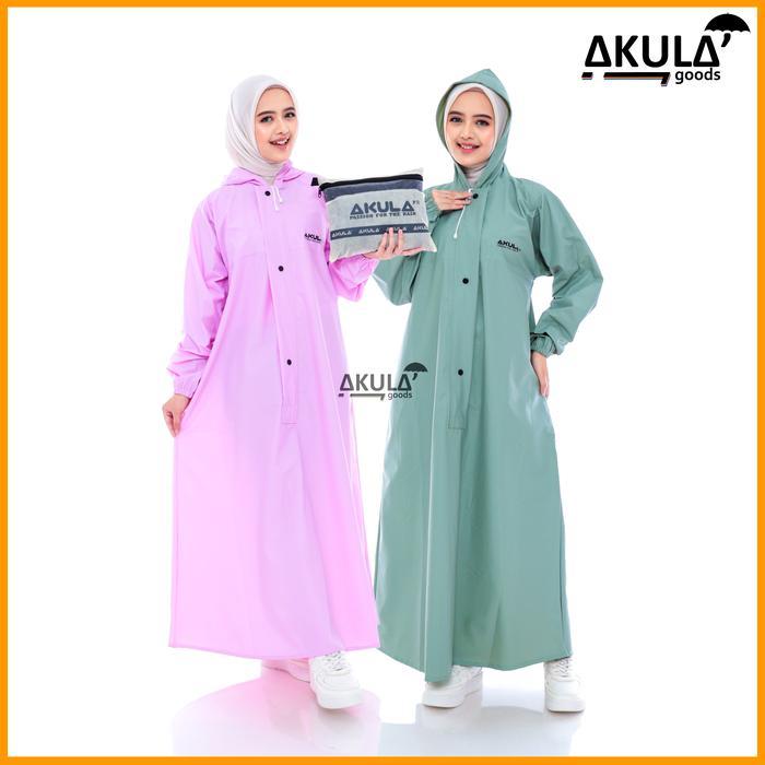 Akula Jas Hujan Gamis Warna Nude Jumbo Pvc Wanita Dewasa Syari Tebal Terlaris