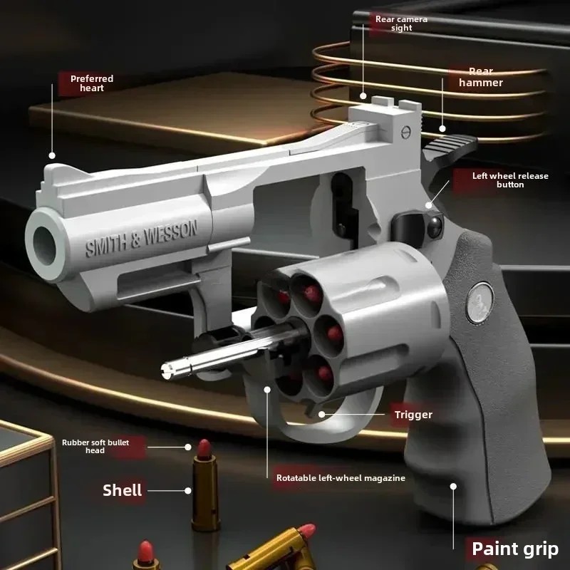 Toy ZP5 357 Revolver Automatic Mechanical Launcher Continuous Shooting Gun Soft Bullet Toy Gun CS