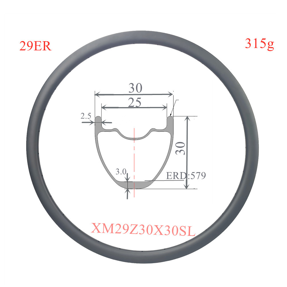 Sales Special Offer 315g 29er Carbon Rims 30mm width 30mm high MTB rims Asymmetric rims Carbon MTB