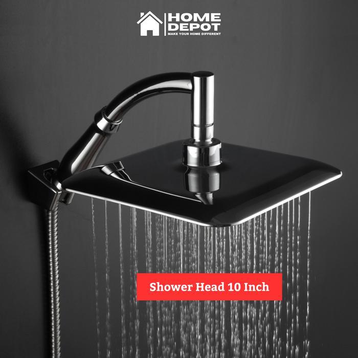 ((DISKON)) Kepala Shower Mandi Toilet Kotak Tekanan Tinggi Rainfall Stainless Steel 10 Inch