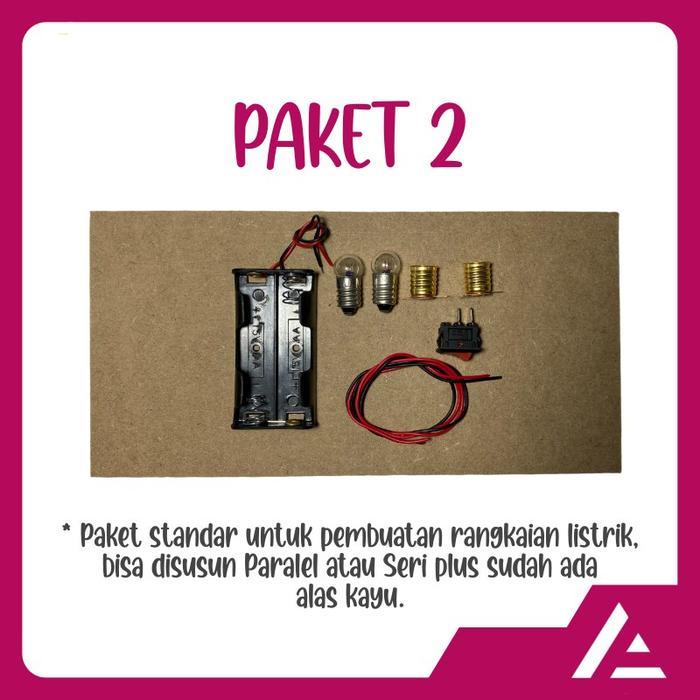 Paket Rangkaian Listrik untuk Praktek SD kelas 6 + Papan Alas
