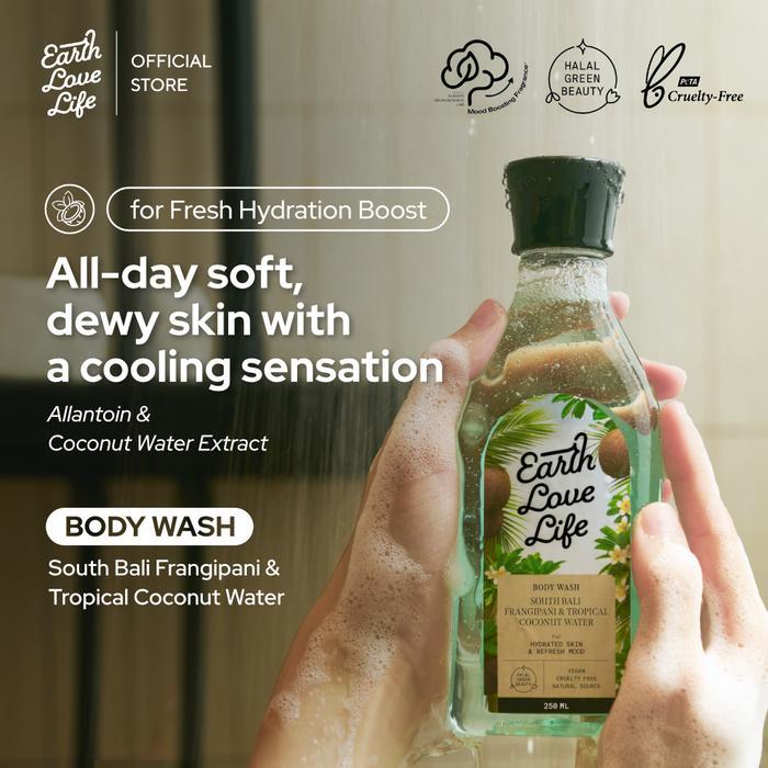 TERLARIS Earth Love Life South Bali Frangipani & Tropical Coconut Water Body Wash 250 ml Sabun Wangi