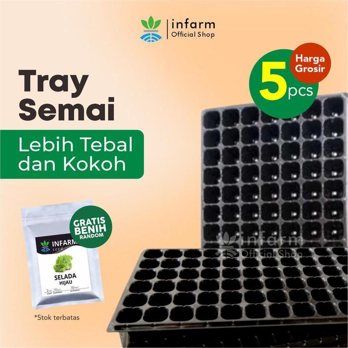 INFARM Tray Semai Paket 5 Tray Semai Plastik Tebal 32 Lubang Bulat untuk Persemaian Benih Tanaman Tr