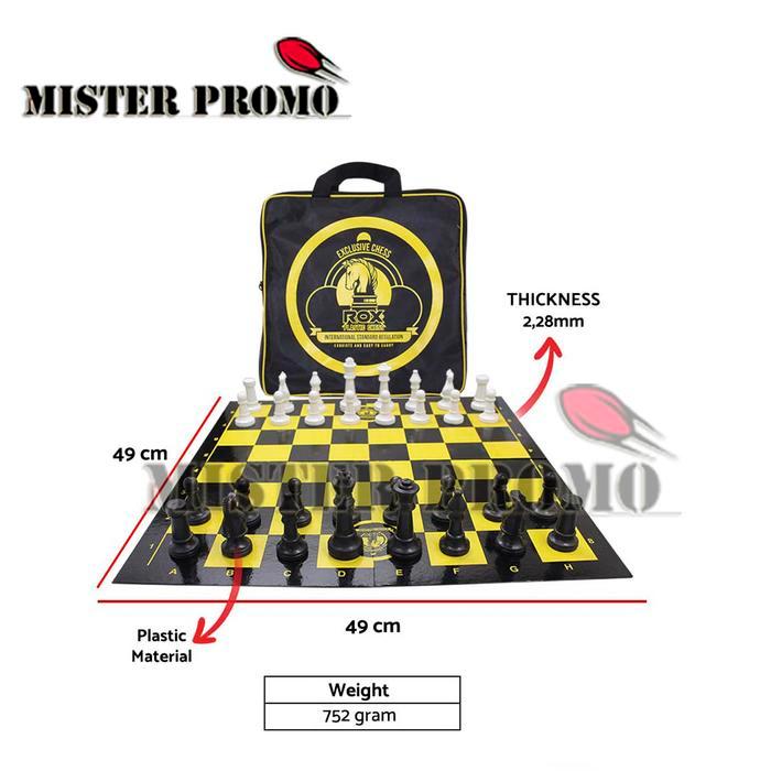 Catur Plastik ROX Percasi Papan Lipat 4 Tas 1 Set Original