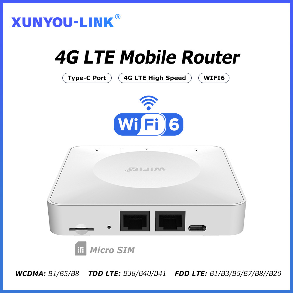 4G LTE Router WiFi 6 SIM Card Modem Support 32 Device Connections Mobile Wireless Router Typc-C