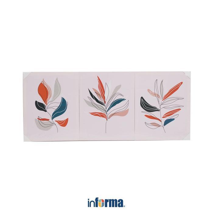 LIMITED EDITION Informa Hiasan Dinding 40X50 cm Set 3 Pcs Kanvas Print Leaves Xc43 Pajangan Dinding