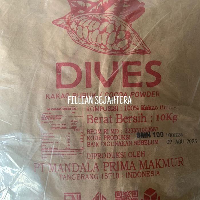 Coklat Bubuk Dives 10 Kg / Cocoa Powder / Coklat Bubuk Pahit / Coklat Bubuk Tawar (Tanpa Gula) Tbk