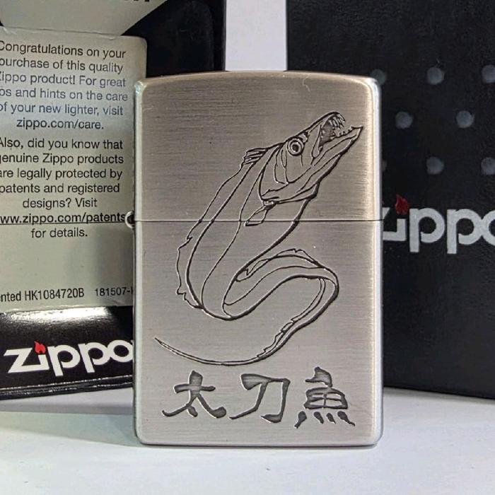 Zippo Electric Eel Fish Design Silver Plated Japan Official