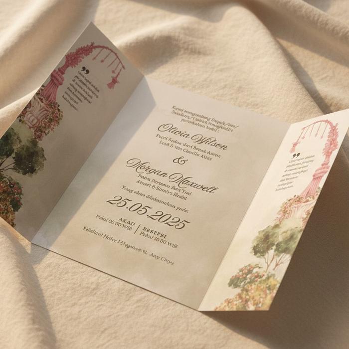 Promo Isi 100 Undangan Lipat Tiga Undangan Trifold Invitation Ukuran 13X18 Cm Perbundling Isi 100