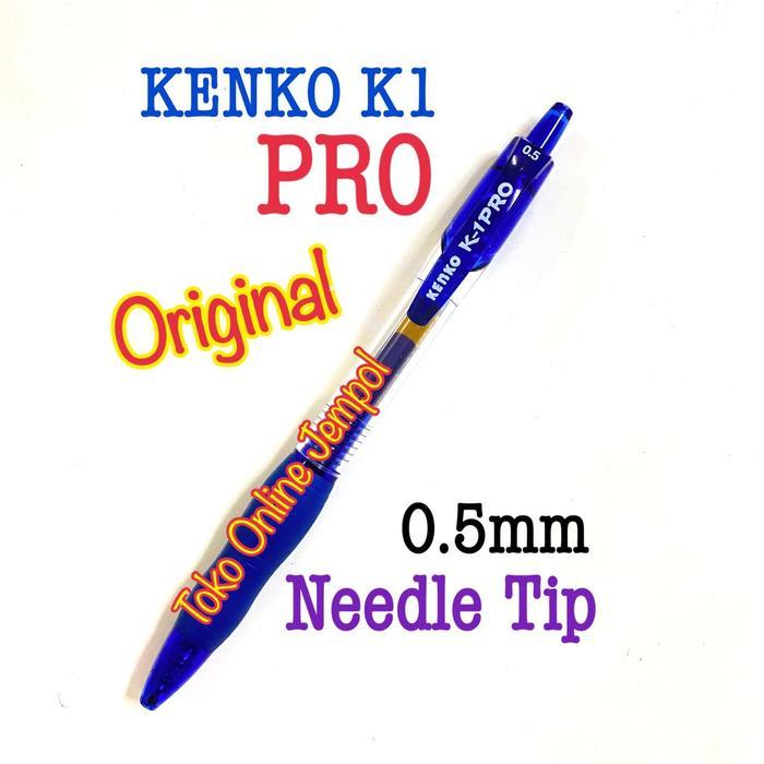 min 1 buah Pulpen KENKO K1 PRO 0.5mm BIRU satuan blue gel pen pena jel 0,5 mm ATK1627KN - 1 buah PUL