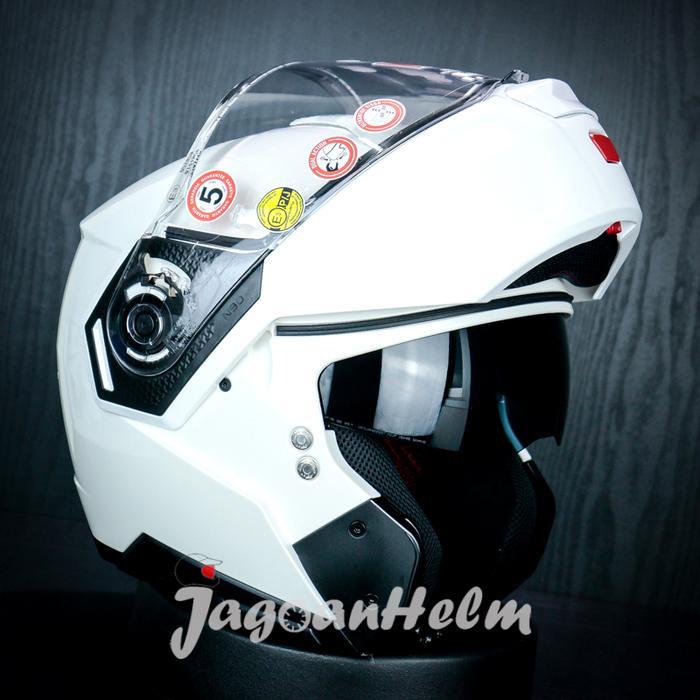 ASLI NOLAN HELM N903 CLASSIC NCOM #005 WHITE GLOSSY N90.3 MODULAR READY STOCK