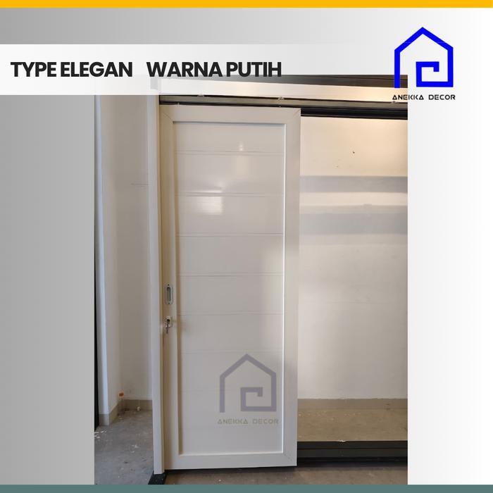 Pintu Sliding UPVC ASP type ELEGAN Ukuran 80 x 210 cm, 90 x 210 cm , minimalis , tahan air - Putih, 