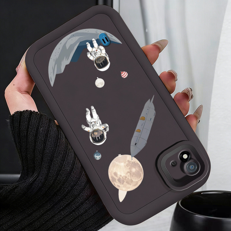 Casing Hp untuk Realme C20 C20A C11 2021 C11 2020 Case Bulan di luar angkasa Kasing silikon Cesing  