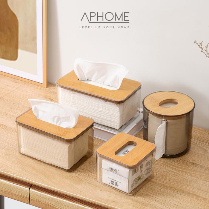 APHOME Tempat Tisu Kotak Tissue Kayu Transparan Box Tissue Tempat Tisu Kamar Mandi DINDA