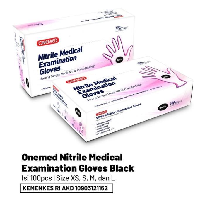 Onemed Sarung Tangan Nitrile Exam Glove Black Termurah - Sarung Tangan Medis Terlaris