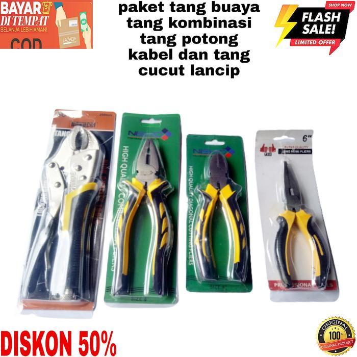 Paket Tang Set Komplit Tang Tang Buaya 10 Inchi Tang Kombinasi Tang Cucut dan Tang Potong Kabel