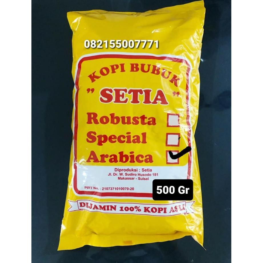 Best Seller Kopi Setia Arabica 500Gr- Bubuk/Biji- Khas Makassar Premium