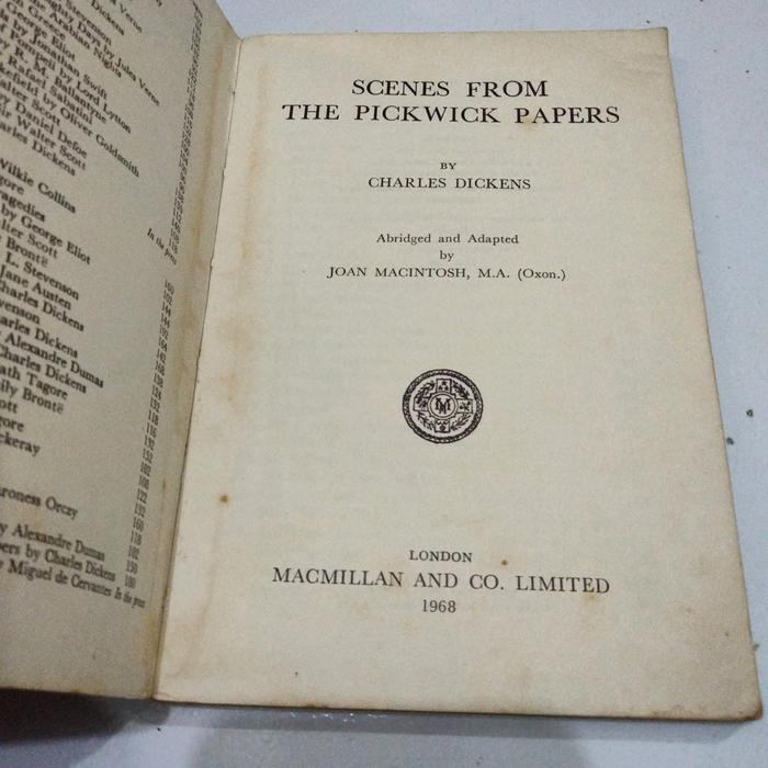 STOK TERBATAS Novel Charles Dickens Scenes From The Pickwick Papers Bahasa Inggris