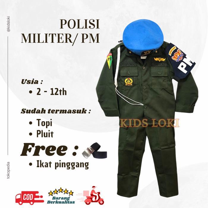 Set Seragam Profesi Anak TNI Polisi Militer Lengkap dengan Atribut - Size 1 (3-4 Tahun)