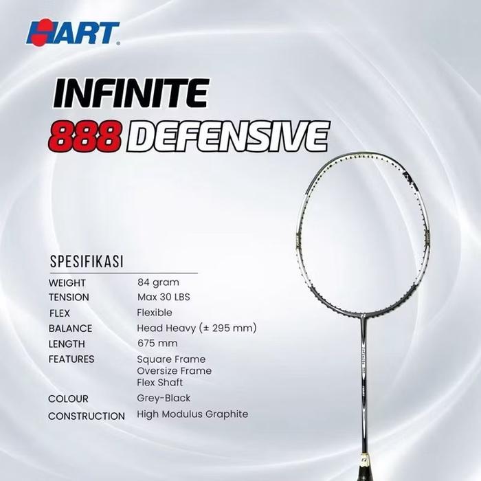 [ Original ] Raket Badminton Hart Infinite 888 Attack / Defensive 30 lbs