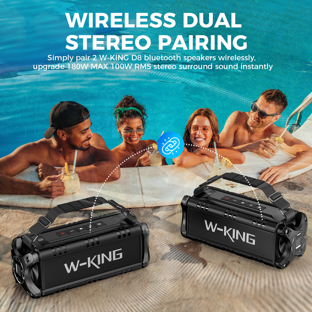 W-KING D8 Wireless Portable Bluetooth Speaker 70W With Built-in Power Bank Charge Party Speaker
