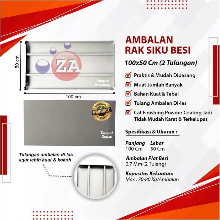 Ambalan Rak Besi Siku Lubang 100 X 50Cm Tbk
