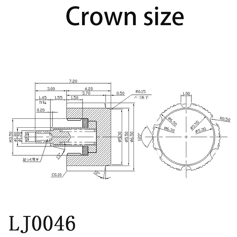 6.5mm Watch Crown Stainless Steel Accessories Parts For Seiko 44mm SKX 6105 Case SKX009 SKX013