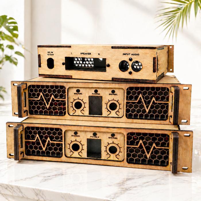 Full CNC Box Miniatur Power Amplifier 2 Channel Model Ashley Bahan Kualitas Super Semi Meranti dan