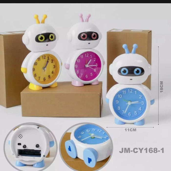 Jam Weker Meja/Jam Alarm Beker/ Alarm Clock Kado Unik Lucu Motif Robot