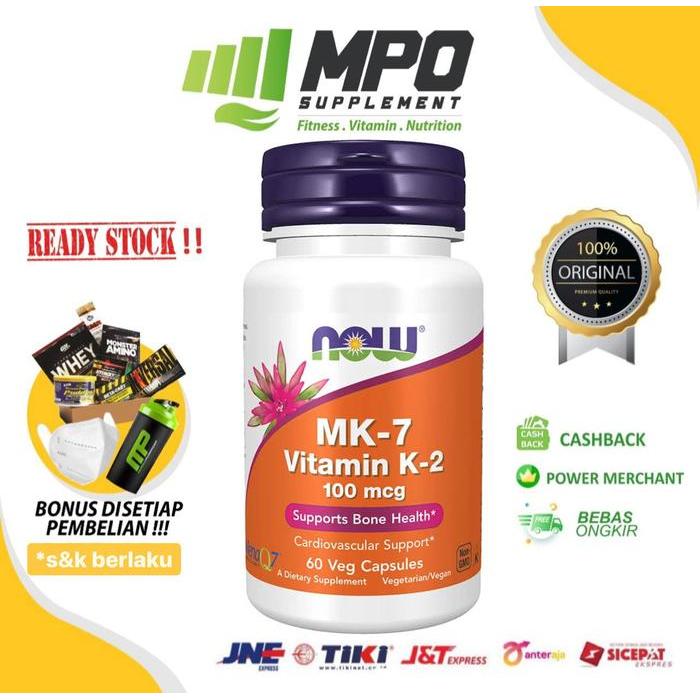 NOW MK-7 Vitamin K-2 NOW Foods MK7 Vitamin K2 100mcg 60 vegcaps
