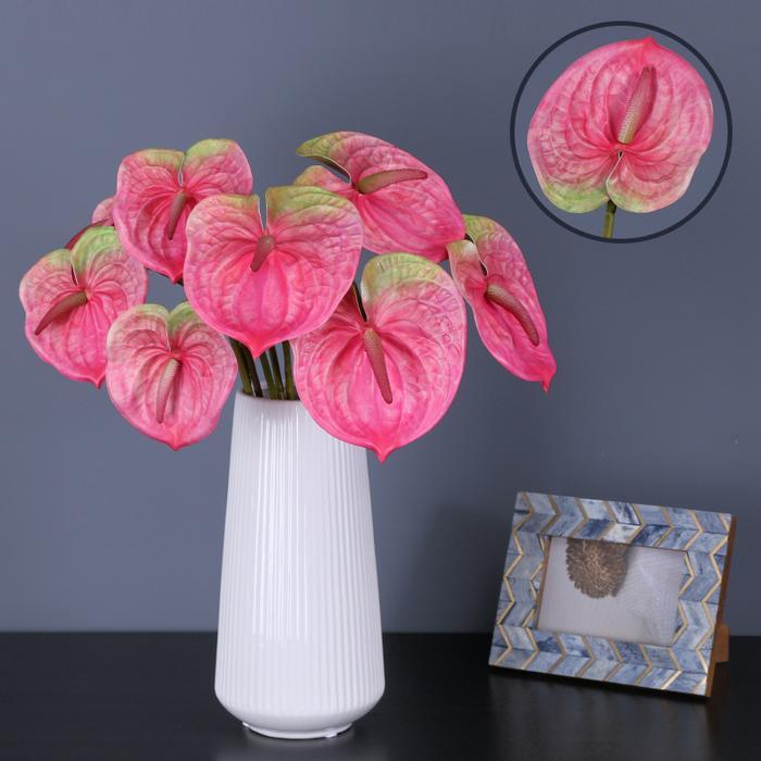 Bunga Anthurium Artificial Latex Pink Ukuran Besar Dekorasi