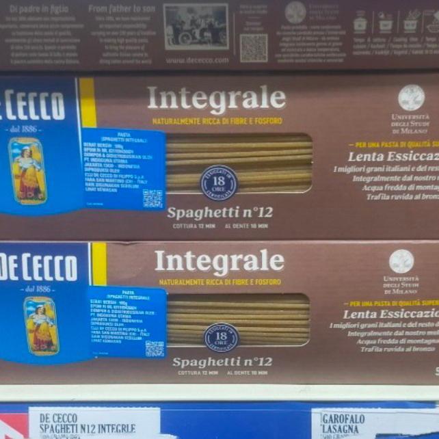 Pasta Dececco Spaghetti Spaghetty Integrale No 12 500Gr Whole Wheat