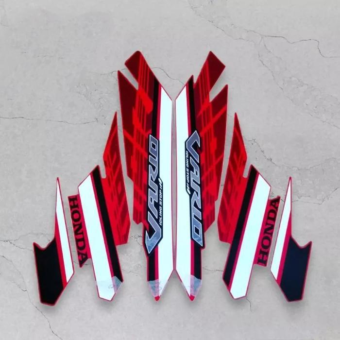 stiker striping honda vario 125 led 2017 merah lis body original