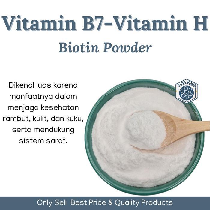 Vitamin B7 Biotin Powder 100gr / Bubuk Vitamin H Dukung Kesehatan Kulit Kuku Pure Biotin Powder