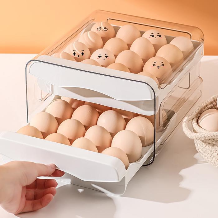 kitamani200 [UNIK88] Tempat Penyimpanan Telur JS100 Kotak Telur Rak Telur Egg Storage Box 2 Tingkat